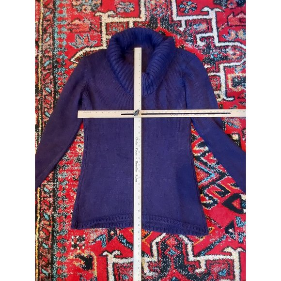 H&M Women's Dark Purple Cowl Neck Sweater Large Italy Wool Blend - Picture 7 of 8